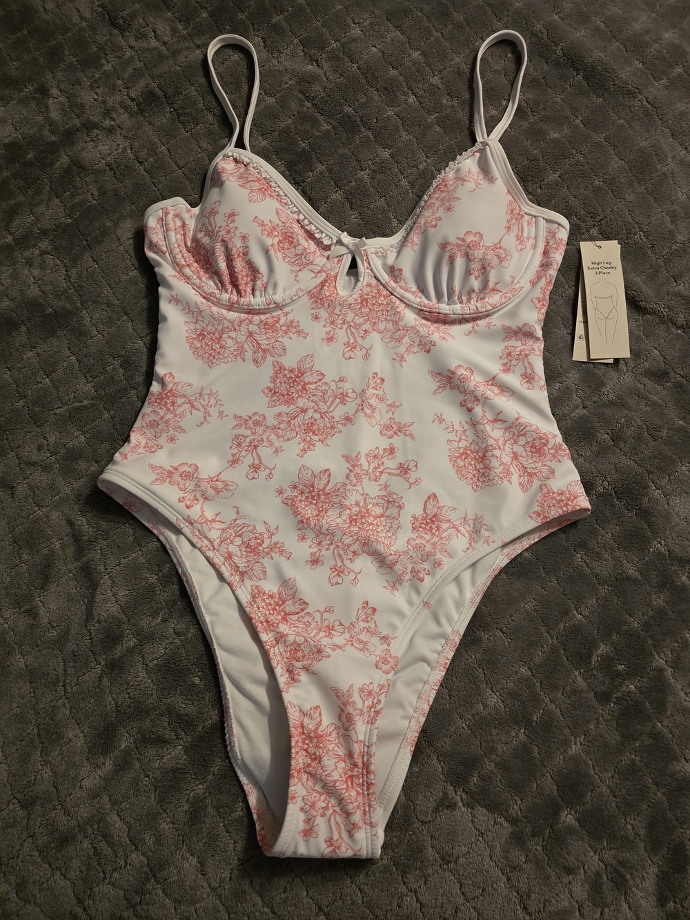 White and Coral Floral One-Piece Swimsuit